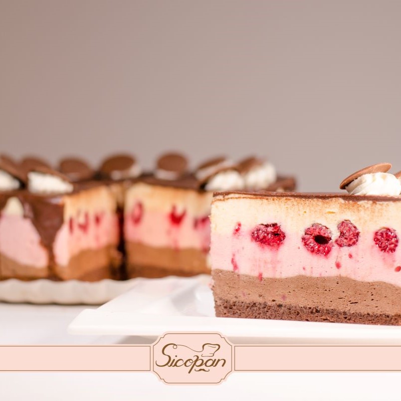 Tort Trio (Trei Ciocolate) cu zmeură - imagine 2